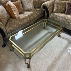 Glass Coffee Table with Gold Frame