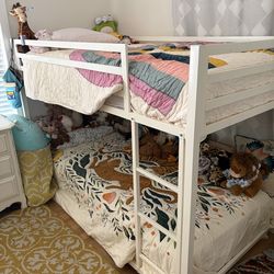 Twin bunk bed white metal frame