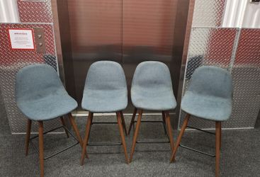Walnut And Blue Counter Set Of 4