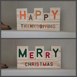 New Reversible Thanksgiving/ Christmas Block Letter Display 