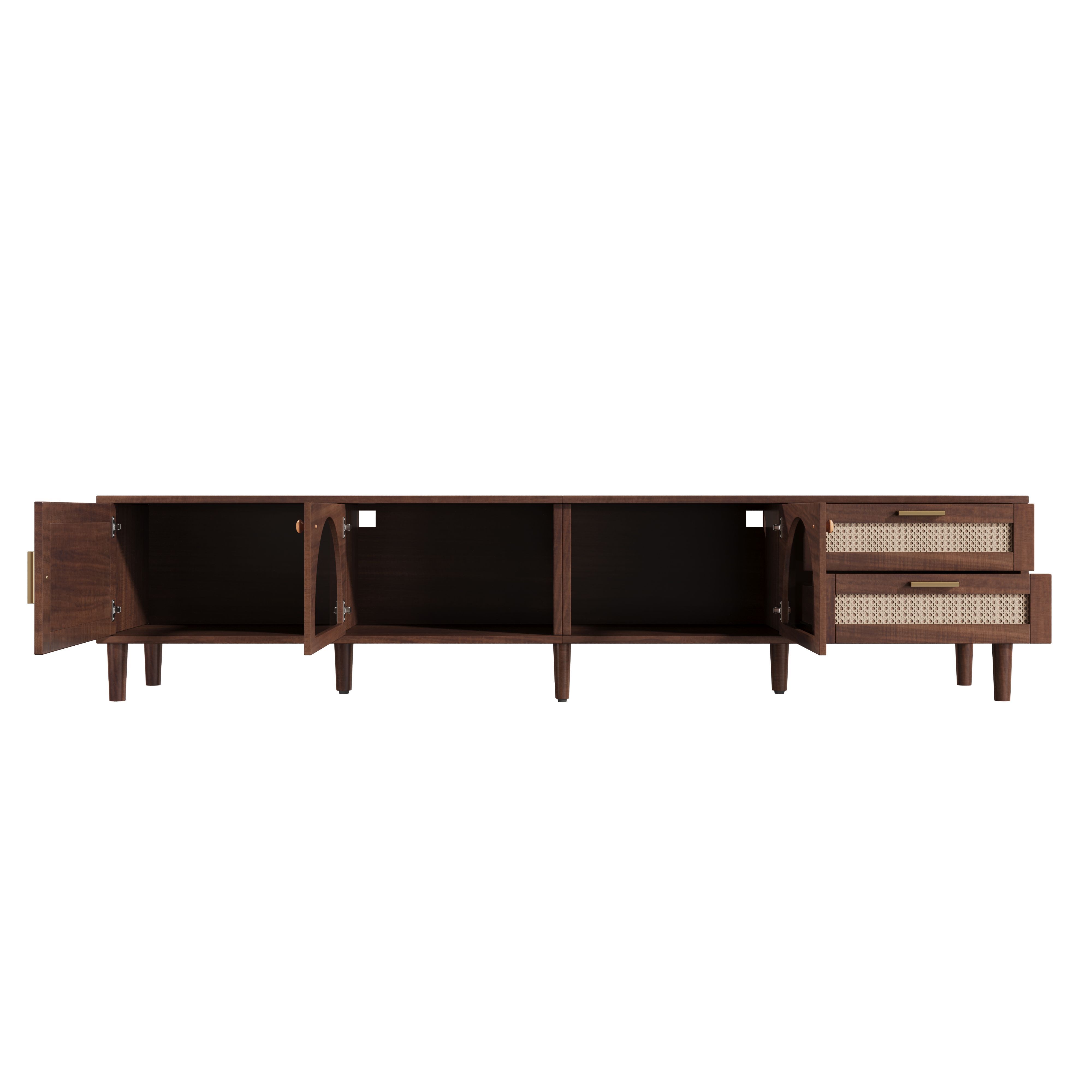 86 inch TV Stand for TVs up to 90, Entertainment Center with App Controlled LED Lights, 2 Drawers & Glass Door Storage, Modern Media Console for Livin