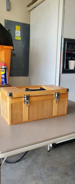 Vintage Wooden Storage Box w/ Divider – 16.5" x 6.5" x 7.5"
