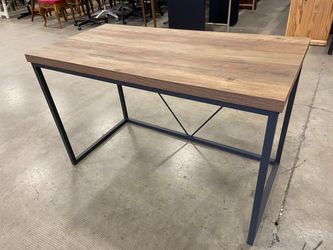 Contemporary Rustic Top Desk with Black Metal V Accent Frame