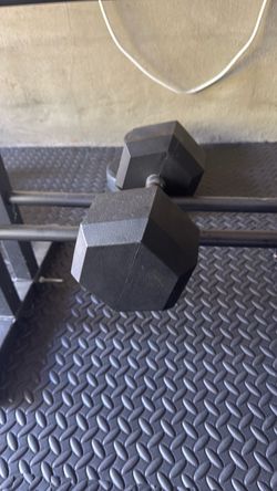 Black Rubber Hex Dumbbell 40lbs