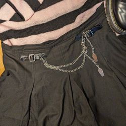 Hot Topic Pleated Black Skirt W/ Coffin Chains
