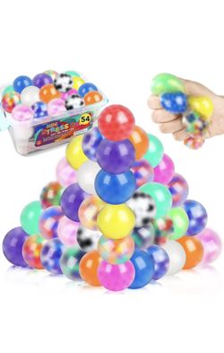 54Pack Stress Balls, Squishy Squeeze Balls Bulk Fidget for Adults Squishy Balls Stress Relief Balls, Stress Balls for Adults, Party Favors, Goodie Bag