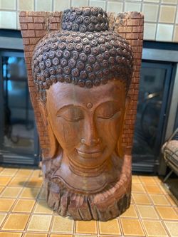 Large vintage hand carved Buddha wall relief