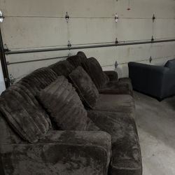 Brown Plush Couch 
