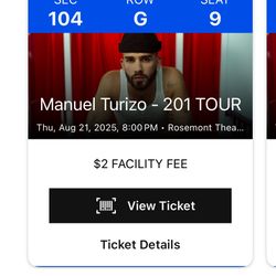 2 Front Row Manuel Turizo Concert Tickets Orlando Fl