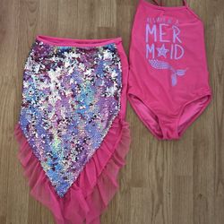 Pink 7/8 Kids mermaid bathing suit