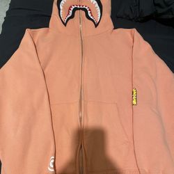 Peach Bape Shark Hoodie Size Medium