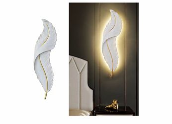 Modern Wall Mount Light LED Wall Sconce Lighting White Elegant Feather Design
