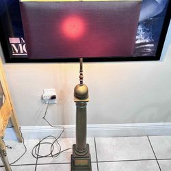 Antique Brass Floor Lamp Rectangular Shade 48”H