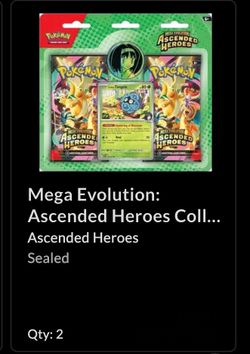 $64 Mega Evolution: Ascended Heroes Coll... Ascended Heroes Sealed Qty: 2