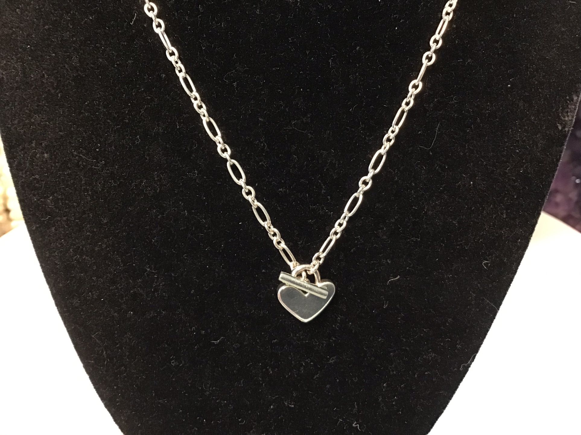 Sterling Toggle Necklace With Heart