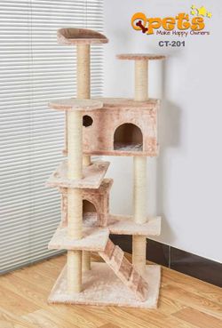 50 Inch High Cat Tree, Beige