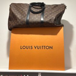 Louis Vuitton Keepall 55 Bandoulière Macassar Travel Bag 
