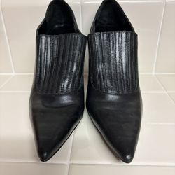 Nine West Women’s 7 Dazzle Booties Wicked Runway Black 4” Pointed Toe Elastic