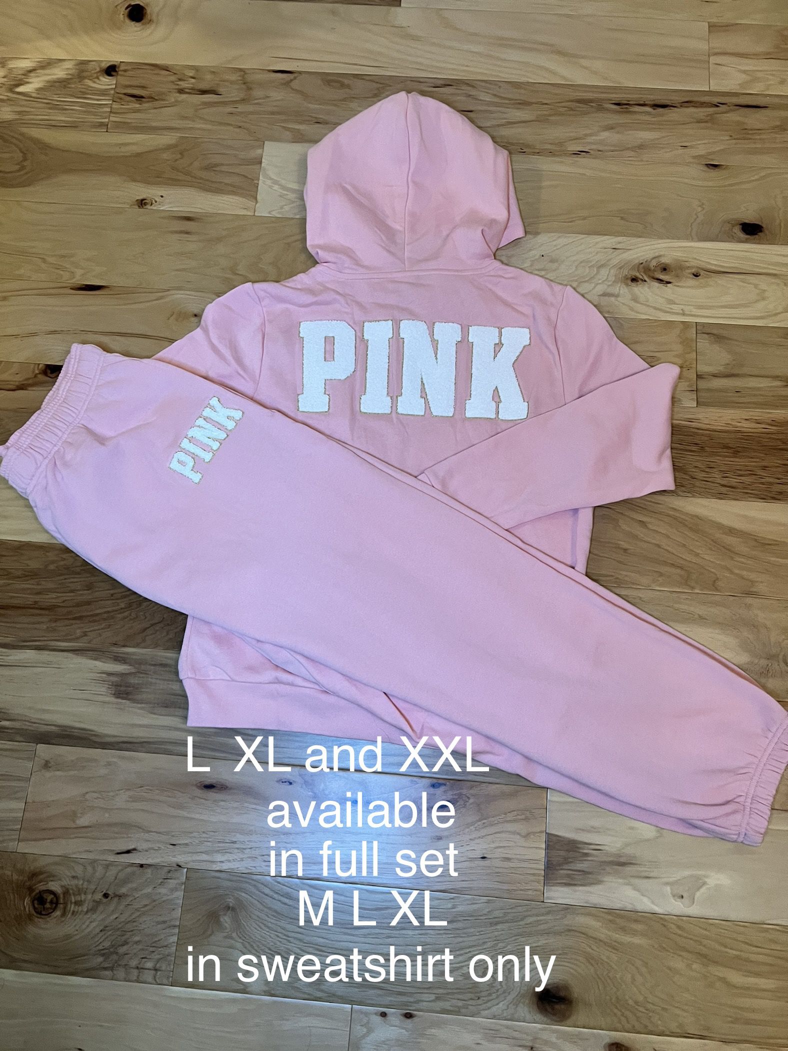 VS PINK OUTFIT rosy nectarine Chenille Logo Sweat Fit 