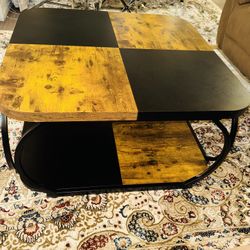 40-Inch Square Table, Modern Center Cocktail Table w/ Wood Storage Shelf