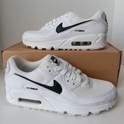 Size 6 Women's Nike Air Max 90 White Black 