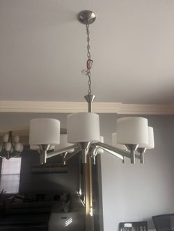 Modern Brushed Nickel 8-Light Chandelier