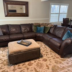 Natuzzi Brown Leather Sectional 