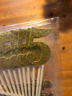 24 Gold #5 cupcake toppers