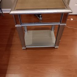 Mirror Side Table And Lamp 
