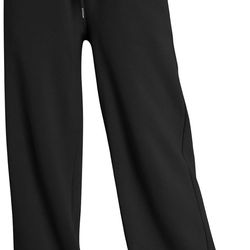 Trendy Queen Womens Wide Leg Fleece Lined Sweatpants Winter Baggy Pants- Black