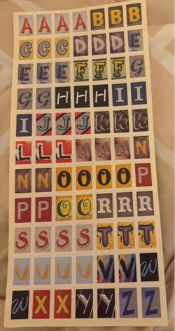 3 sheets of Assorted Alphabets stickers