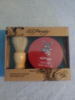 Ed Hardy 2pk Shave Cream/Brush Kit