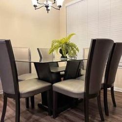 7 Piece Glass Top Table - Dining Room Set