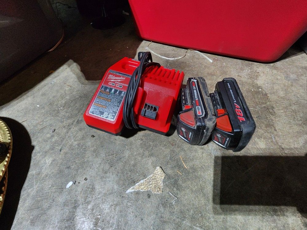 Milwaukee M18 Charger And 2 Battery 2.0