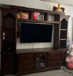 Large Wooden Entertainment Center / TV Stand