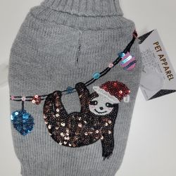 Gray Sloth Puppy  Christmas Sweater 