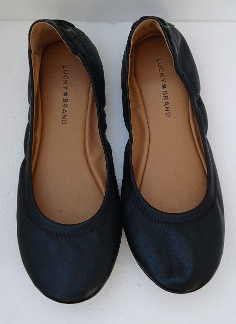 Lucky Brand Black Leather Echo Ballet Flats
w/Laced Up Heel Size 10