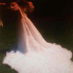 Wedding Gown Size 12 With Full Ruffled Train 