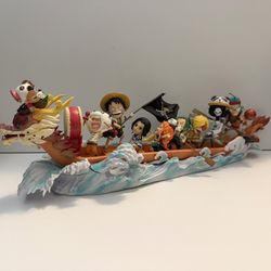 36Cm bandai ONE PIECE anime figure GK straw hat group dragon boat full set Luffy Sauron Sanji Chopper, model ornament gift pvc