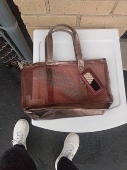 Sheer Mesh Hand Bag With Mirror 