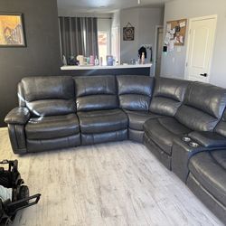 Leather, power recliner