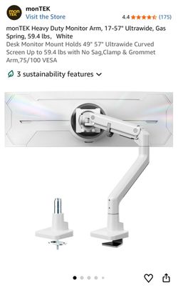 monTEK Heavy Duty Gas Spring Monitor Arm White