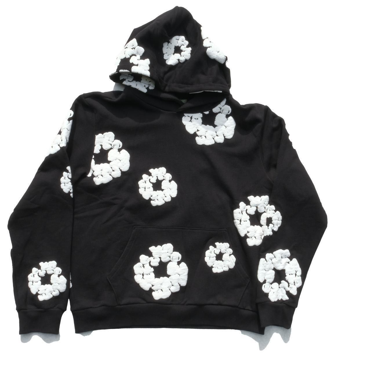 Denim Tears Black Puff Print Cotten Wreath Hoodie. for Sale Denim Tears Black Puff Print Cotten Wreath Hoodie. for Sale