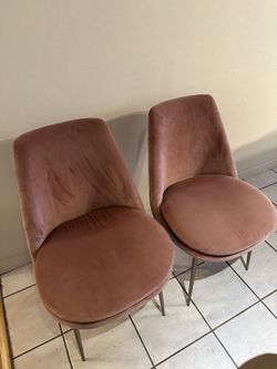 West Elm Finley Dining Chairs (Pair) - Blush Pink Velvet