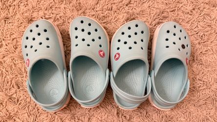 Crocs Clog Sandals Light Blue Pink Two Pairs kids Size 10 c 11