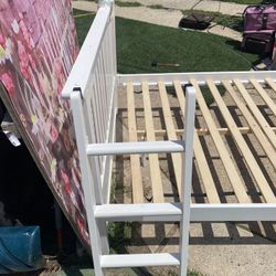 Child’s Bed  With Nice Natural Wood With Small Ladder 