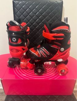 New Red/Black Spider-Man Adjustable Light-up Kids Roller Skates – Size Small - Ages 3–5 - open box