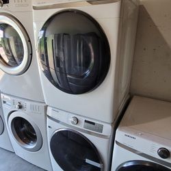 New Samsung Large Capacity Front Loading Washer And Stackable Gas Dryer Set 