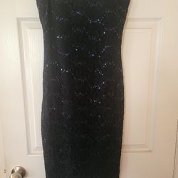 Navy Blue Sequin Lace Dress Size 4 to M