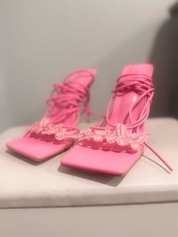 Pink butterfly heels